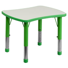 21.875''W x 26.625''L Green Plastic Height Activity Table with Grey Top