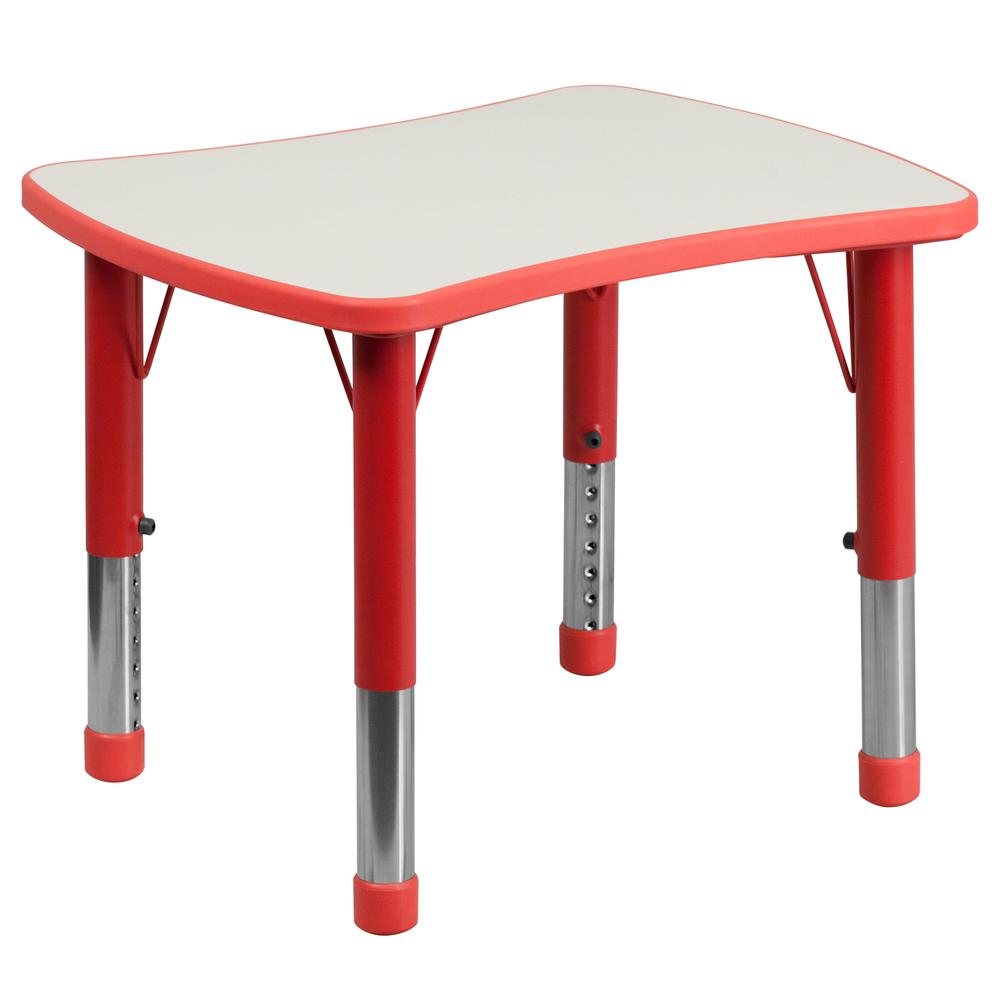 21.875''W x 26.625''L Red Plastic Height Adjustable Activity Table with Grey Top