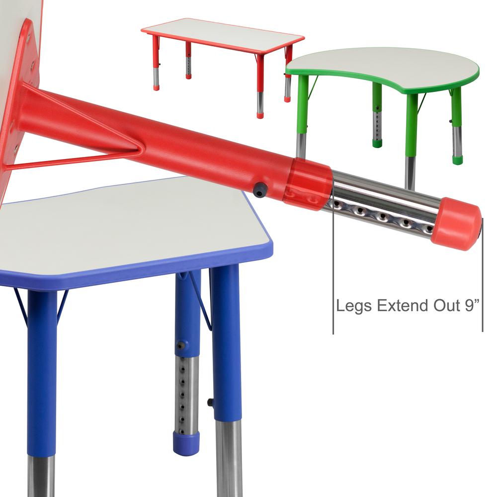 21.875''W x 26.625''L Red Plastic Height Adjustable Activity Table with Grey Top