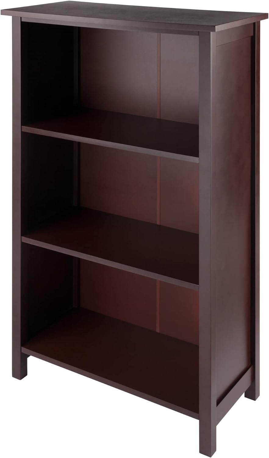 Winsome Milan Solid/Composite Wood 4-Tier Medium Storage Shelf or Bookcase, Antique Walnut (94328)