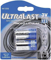 Dantona UL1232 CR123-A 3-Volt Photo Lithium Batteries, 2 pk