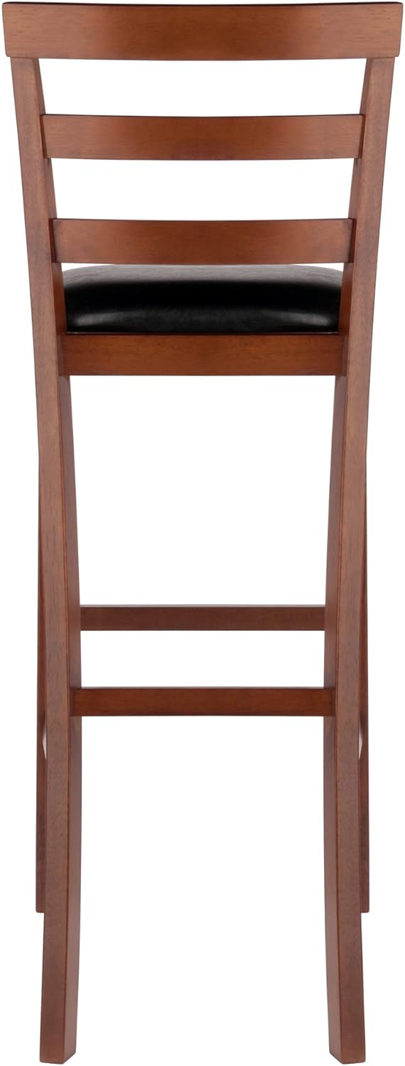 Winsome Simone 2-Pc Cushion Ladder-Back Bar Stool Set, Black and Walnut