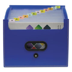 13-Pocket Ladder Expanding File, 10" Expansion, 13 Sections, 1/13-Cut Tab, Letter Size, Blue