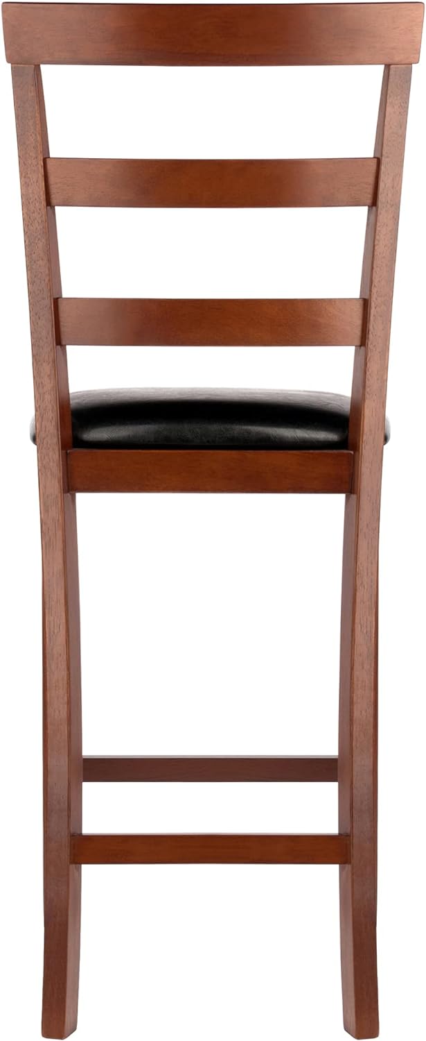 Winsome Wood Simone 2-Pc Cushion Ladder-Back Counter Stool Set, Black and Walnut