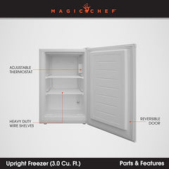 Magic Chef MCUF3W2 3 Cubic-ft Upright Freezer