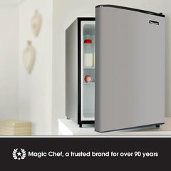 Magic Chef Energy Star Mini Refrigerator, Small Refrigerator for Office, Apartment, or Dorm, Stainless-Steel Finish, 2.4 Cubic Feet