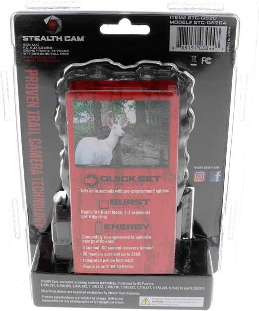 Stealth Cam STC-QS20NGK QS20NG 720p 20-Megapixel Digital Scouting Camera Combo with NO GLO Flash and SD Card