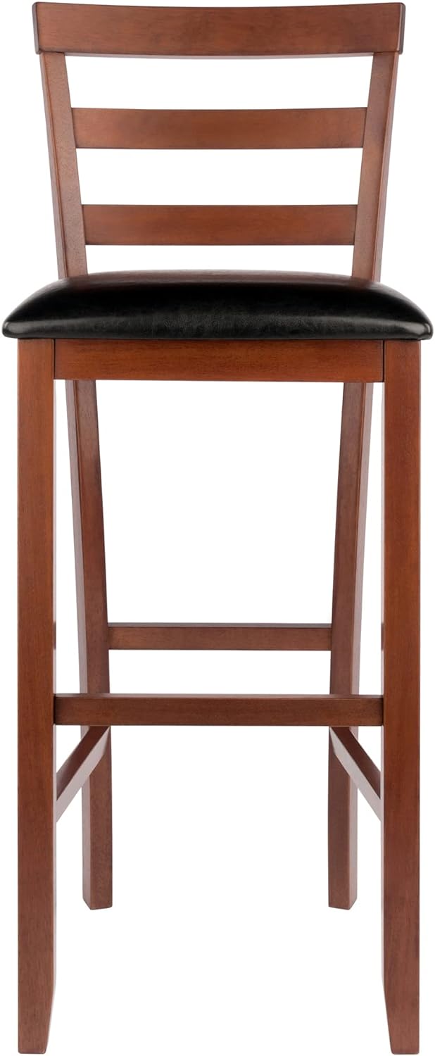 Winsome Simone 2-Pc Cushion Ladder-Back Bar Stool Set, Black and Walnut