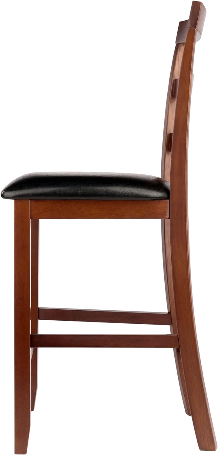 Winsome Wood Simone 2-Pc Cushion Ladder-Back Counter Stool Set, Black and Walnut