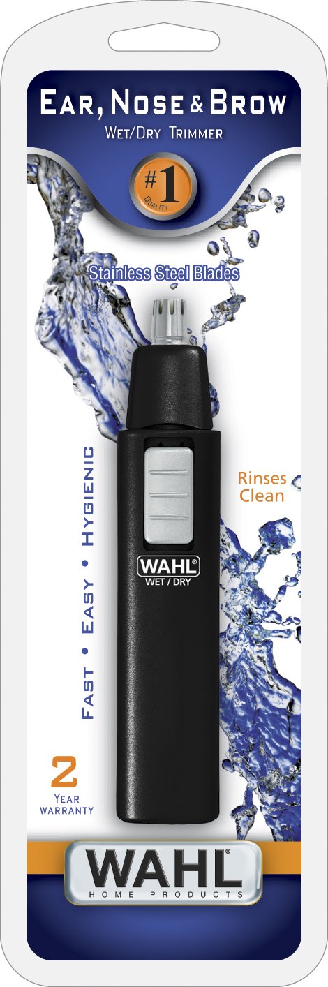 Wahl 5567-500 Ear, Nose and Brow Wet/Dry Battery Trimmer, Black