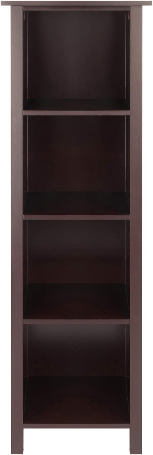 Winsome Milan Solid/Composite Wood 5-Tier Tall Storage Shelf or Bookcase, Antique Walnut (94416)