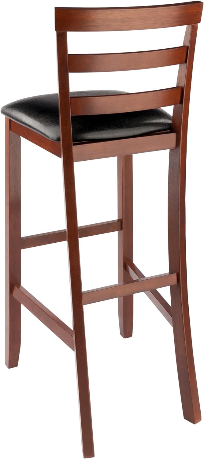 Winsome Simone 2-Pc Cushion Ladder-Back Bar Stool Set, Black and Walnut