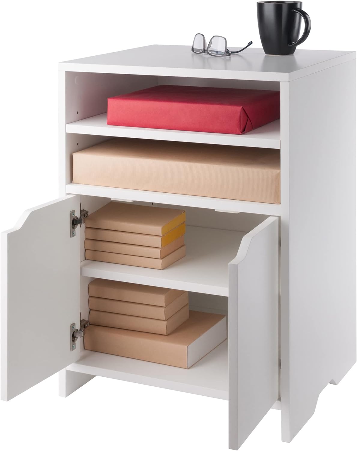 Winsome Wood Nova Storage Cabinet, 1-Drawer with Open Shelf, White