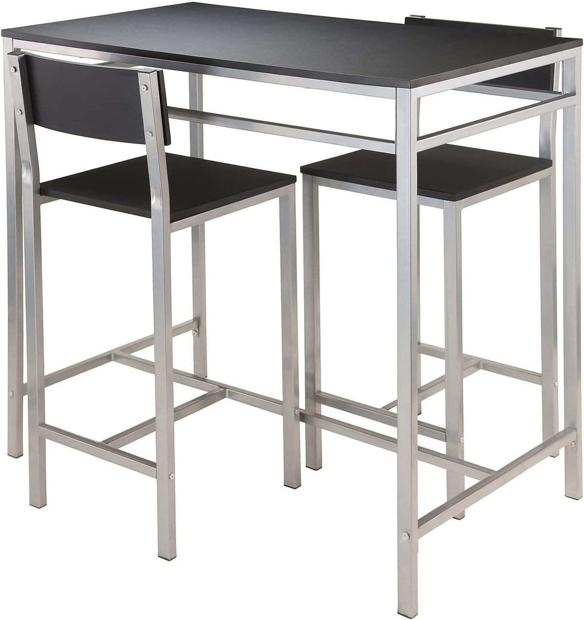 Winsome Hanley Table with Two 26" High Back Stools, Black (93336)