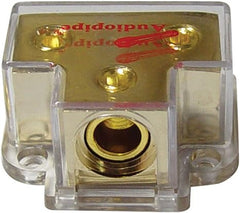 Audiopipe 24kt Gold Finish Power Distribution Block 1 to 2 fits 0 to 4 Gauge (PB-1020)