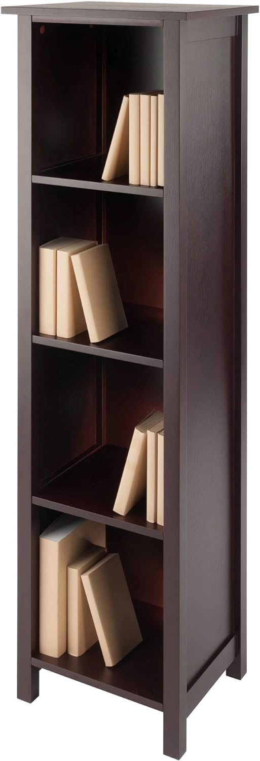 Winsome Milan Solid/Composite Wood 5-Tier Tall Storage Shelf or Bookcase, Antique Walnut (94416)