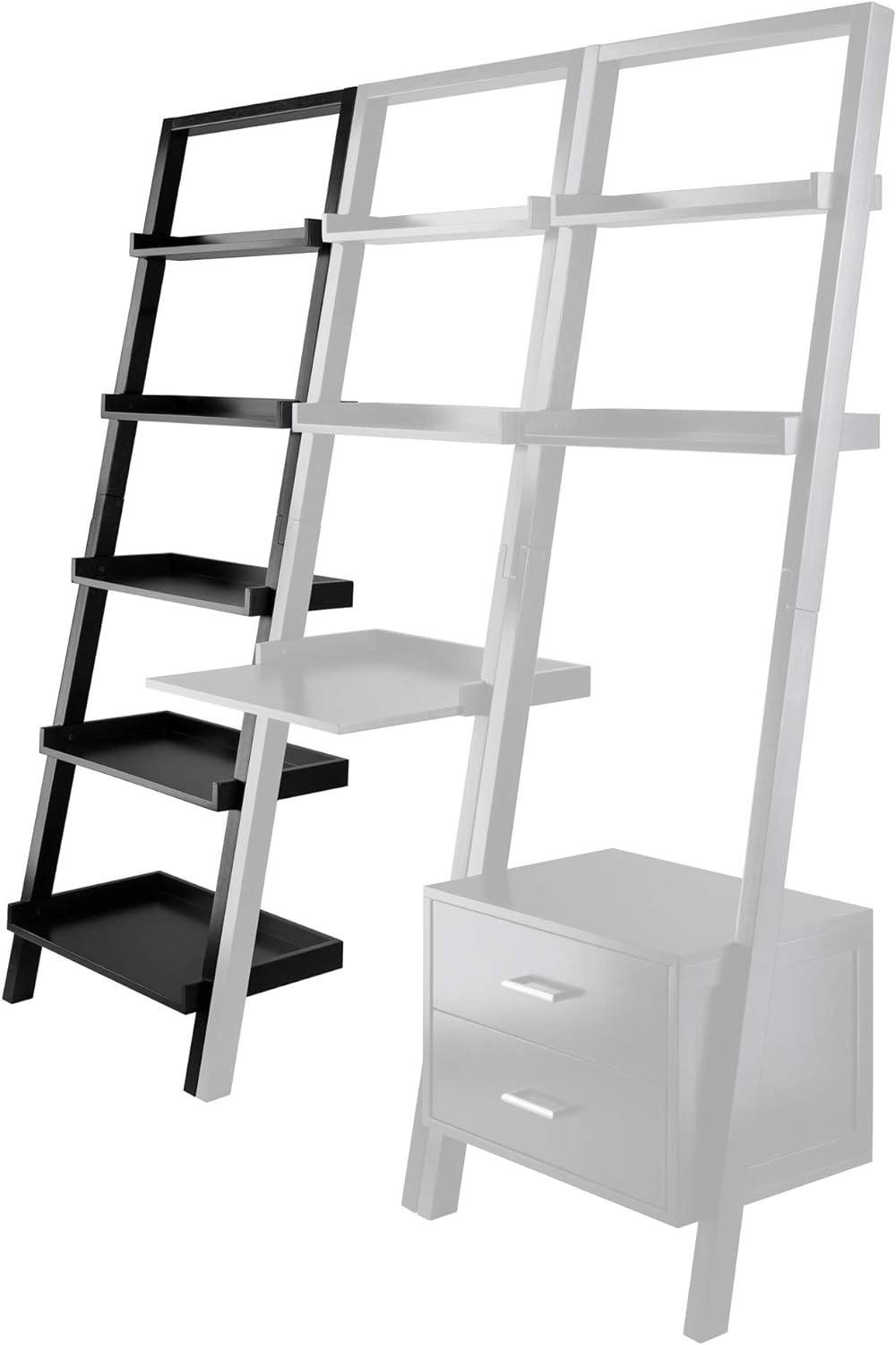 Winsome Bellamy 5-Shelf 69"H Leaning Bookcase, Black (29553)