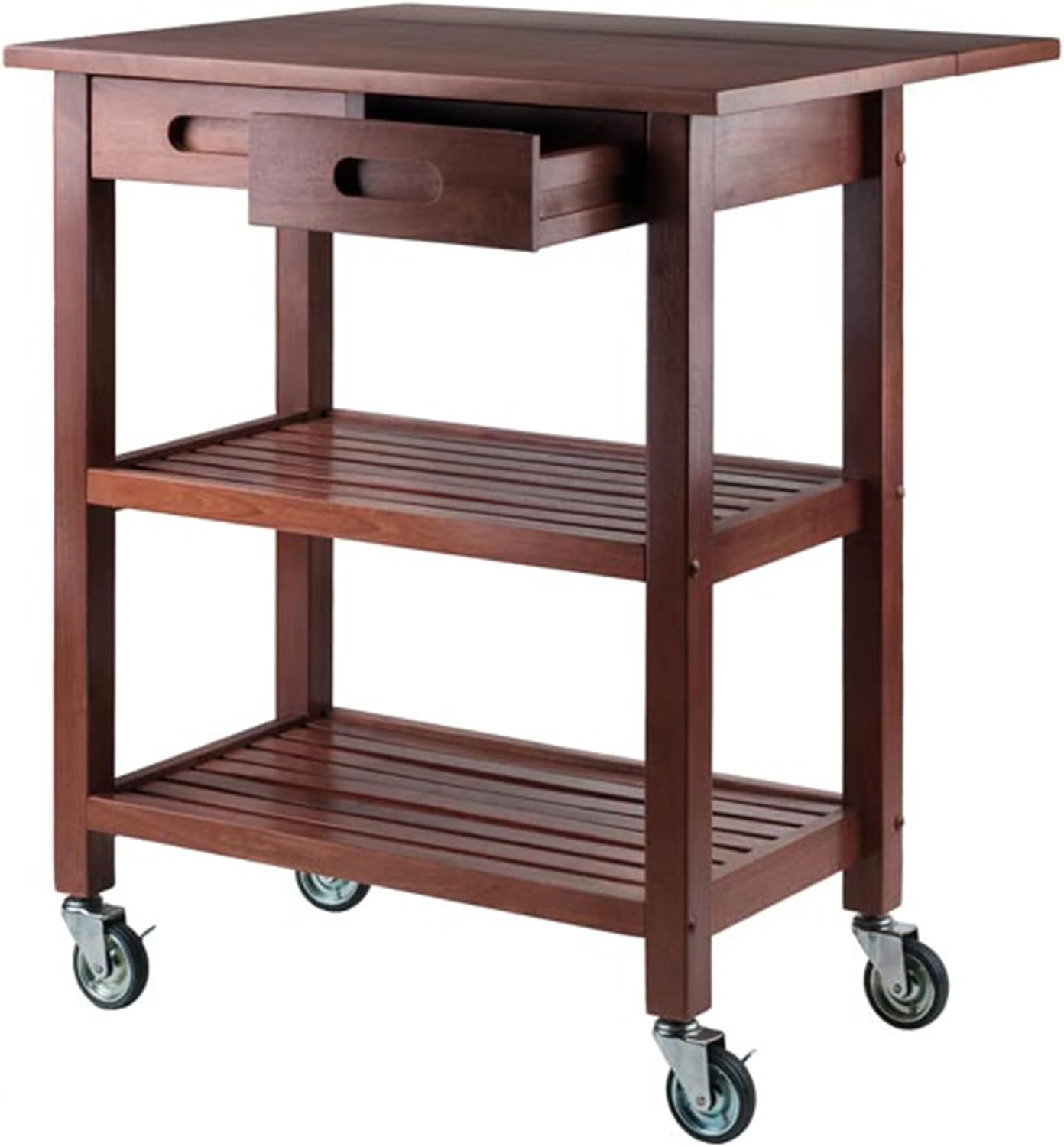 Winsome 94734 Jonathan 2 Drawer Rolling Kitchen Cart in Walnut