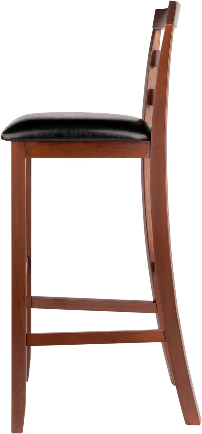 Winsome Simone 2-Pc Cushion Ladder-Back Bar Stool Set, Black and Walnut