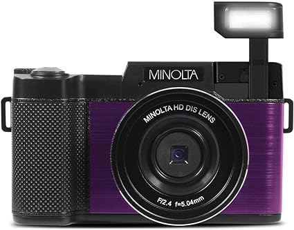 Minolta MND30-P MND30 4x Digital Zoom 30 MP/2.7K Quad HD Digital Camera (Purple)