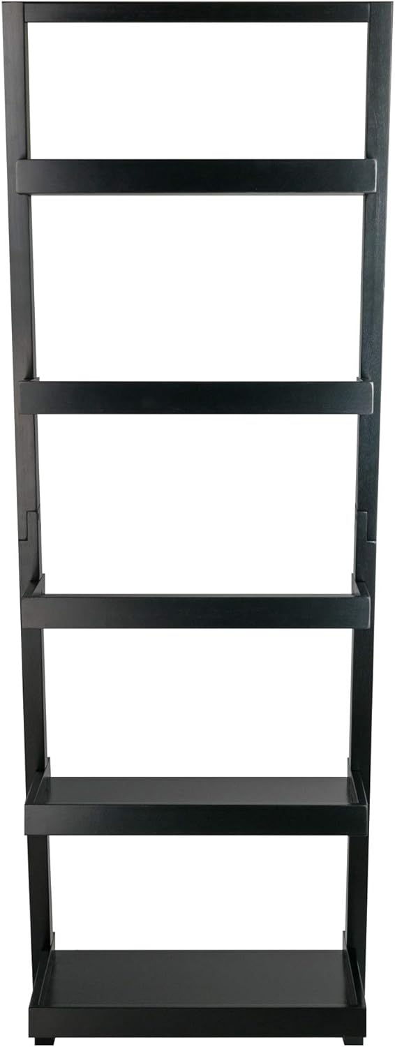 Winsome Bellamy 5-Shelf 69"H Leaning Bookcase, Black (29553)