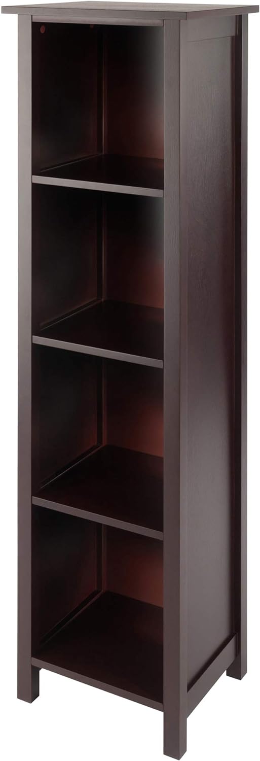 Winsome Milan Solid/Composite Wood 5-Tier Tall Storage Shelf or Bookcase, Antique Walnut (94416)