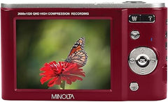 Minolta MND20-R MND20 16x Digital Zoom 44 MP/2.7K Quad HD Digital Camera (Red)