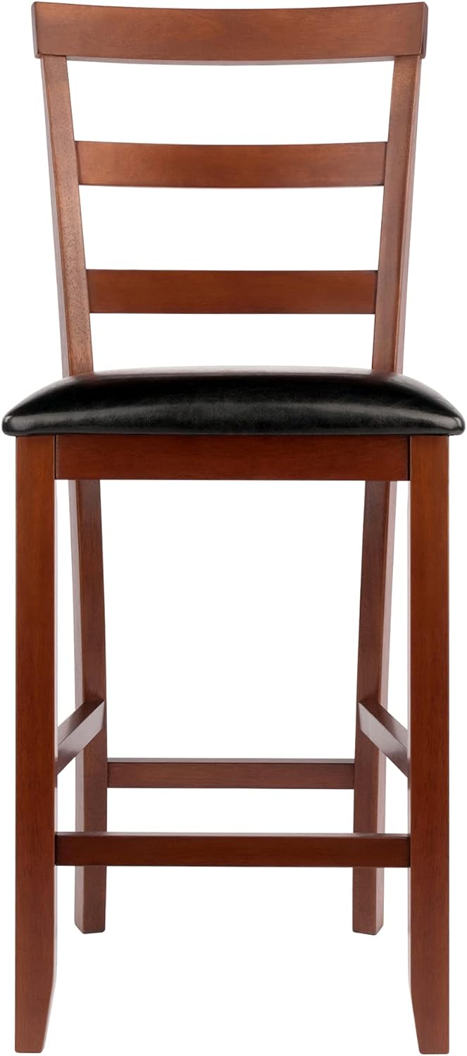 Winsome Wood Simone 2-Pc Cushion Ladder-Back Counter Stool Set, Black and Walnut