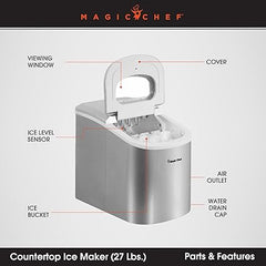 Magic Chef MCIM22SV 27-Pound-Capacity Portable Ice Maker (Silver)