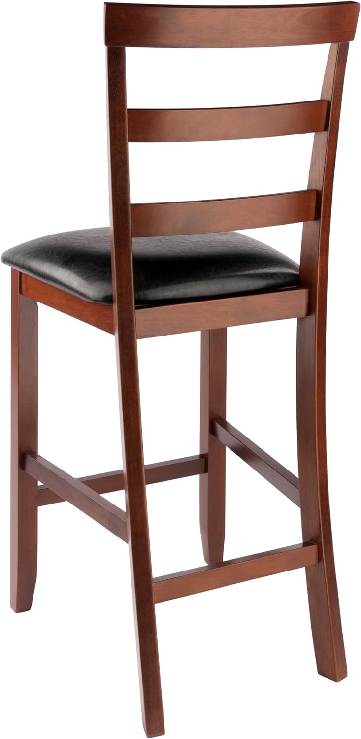 Winsome Wood Simone 2-Pc Cushion Ladder-Back Counter Stool Set, Black and Walnut