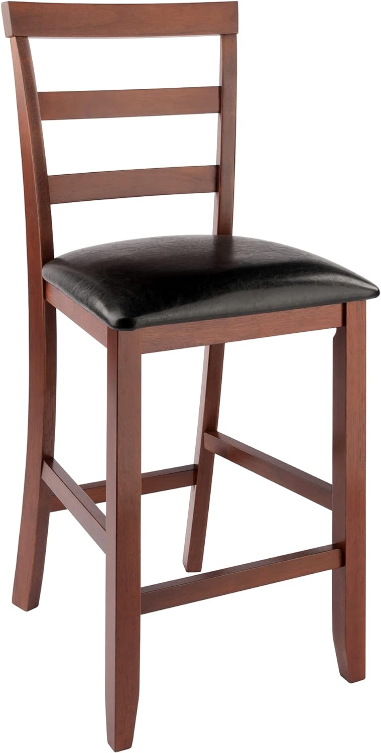 Winsome Wood Simone 2-Pc Cushion Ladder-Back Counter Stool Set, Black and Walnut