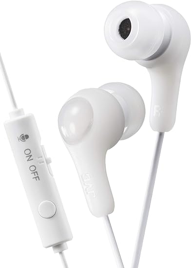 JVC HAFX7GW Gumy Gamer Earbuds with Microphone (White)