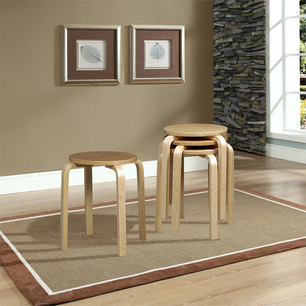 17 Inches Bentwood Stool - Natural Set Of 4