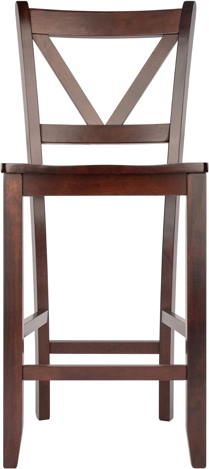 Winsome Wood Victor 2-Piece V-Back Counter Stools, 24-Inch, Brown