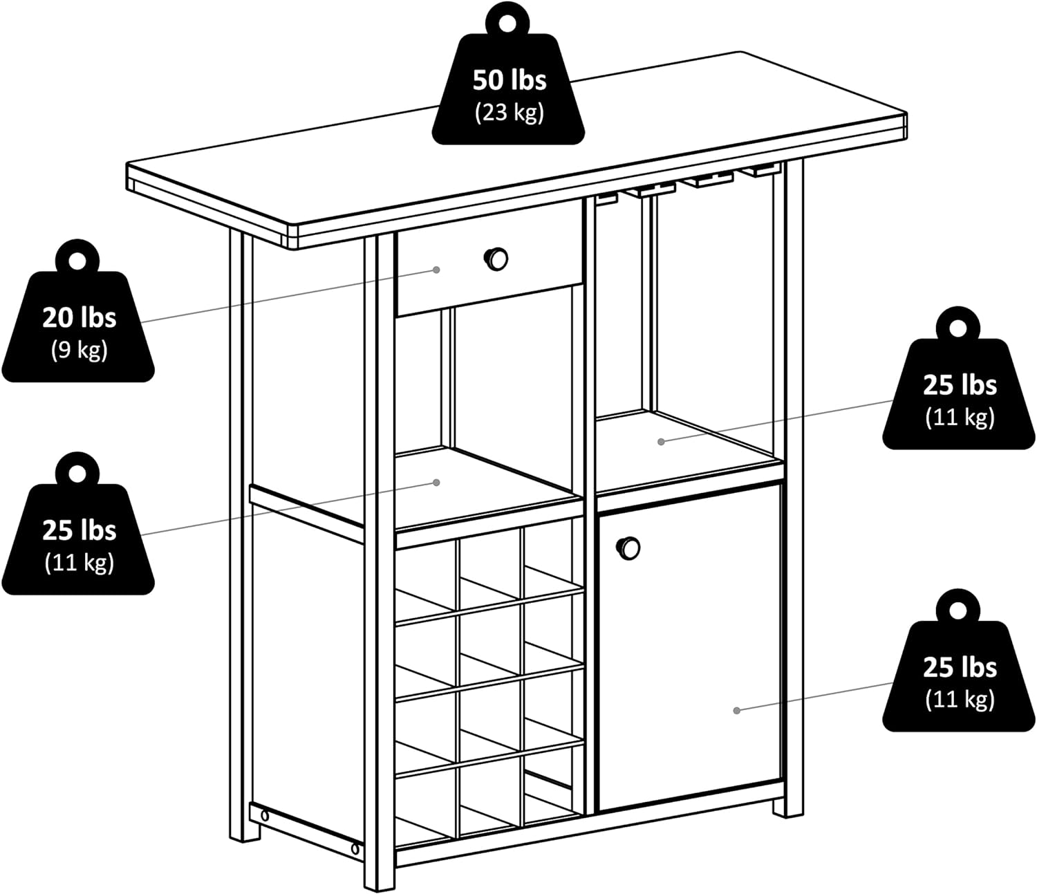 Winsome Macon Bar Wine Cabinet, Espresso