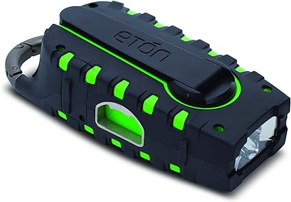 Eton NSP101WXGR Scorpion II AM/FM/NOAA Weatherband Radio and Flashlight, Black and Green