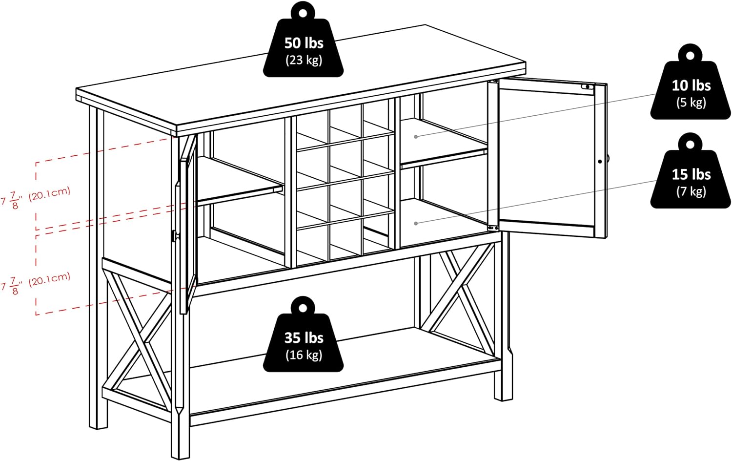 Winsome Xola Buffet Cabinet, Cappuccino