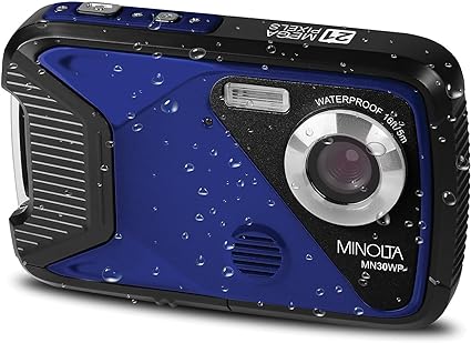 Minolta MN30WP-BL MN30WP Waterproof 4x Digital Zoom 21 MP/1080p Digital Camera (Blue)