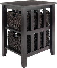 Winsome Morris 25.04" x 20.08" x 16.54" Wood Side Table With 2 Foldable Baskets, Espresso