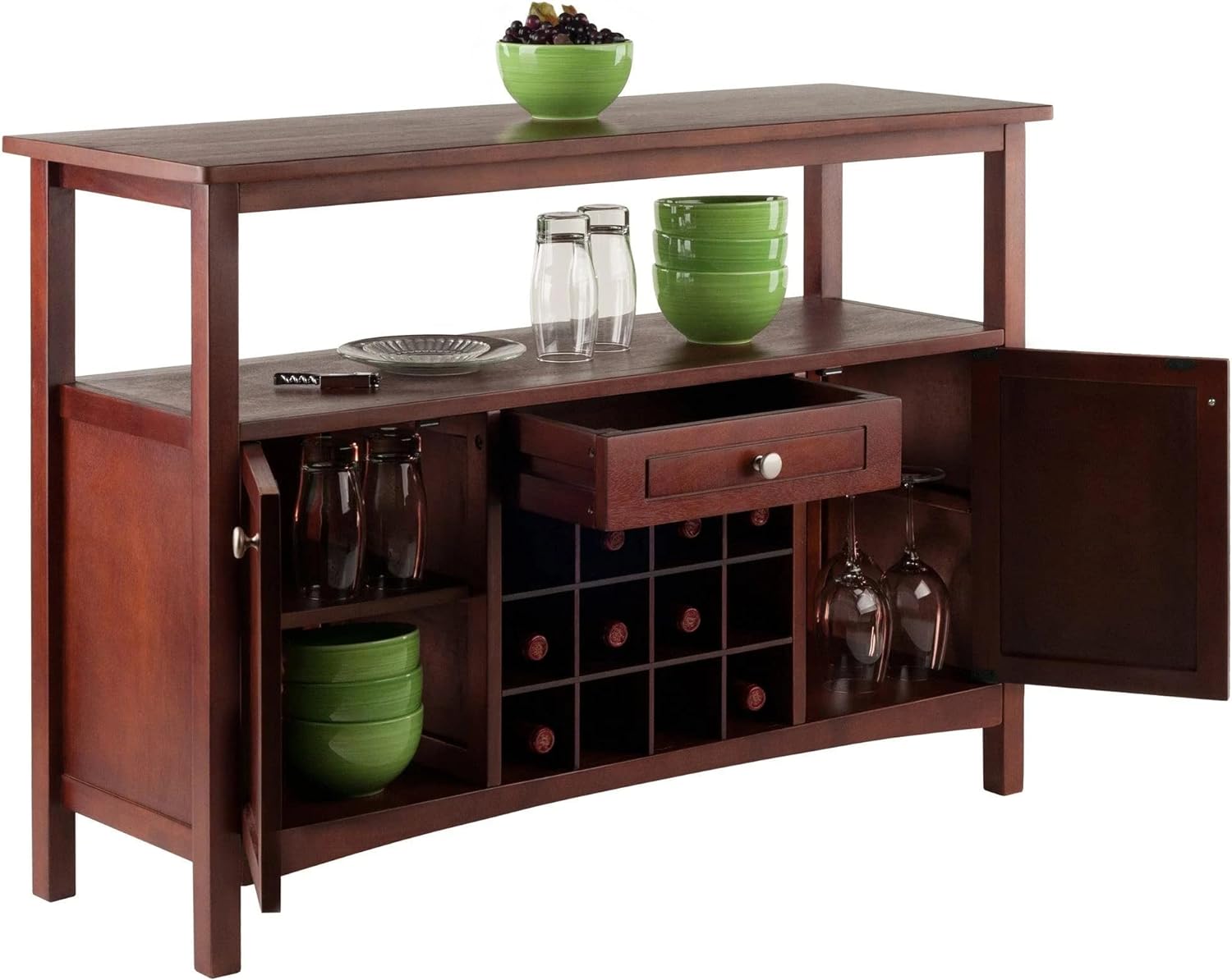 Winsome Colby Buffet Cabinet, Walnut, 45.51x15.75x32.05