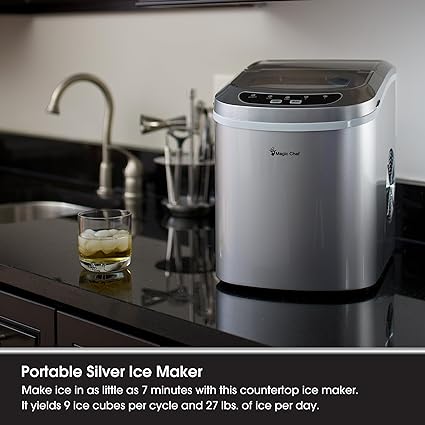 Magic Chef MCIM22SV 27-Pound-Capacity Portable Ice Maker (Silver)