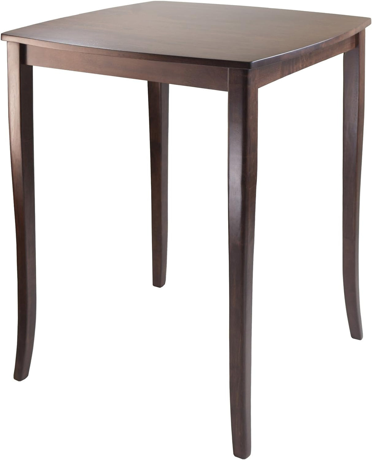 Winsome inglewood 38.9 x 33.8 x 33.8-Inch Wood Square Curved Top High Table, Antique Walnut (94733)