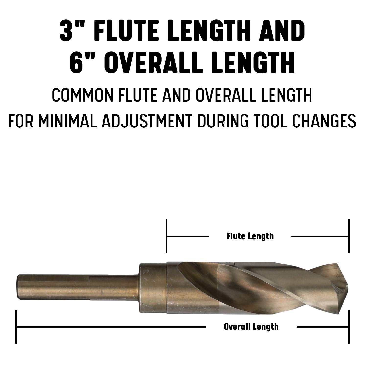 Drill America - DWDCO5/8 5/8" Reduced Shank Cobalt Drill Bit with 1/2" Shank, DWDCO Series