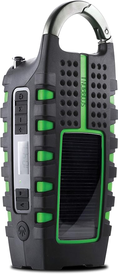 Eton NSP101WXGR Scorpion II AM/FM/NOAA Weatherband Radio and Flashlight, Black and Green