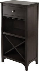 Winsome Ancona X Shelf Modular Wine Cabinet With 1-Drawer, Glass Rack, Dark Espresso (92745)