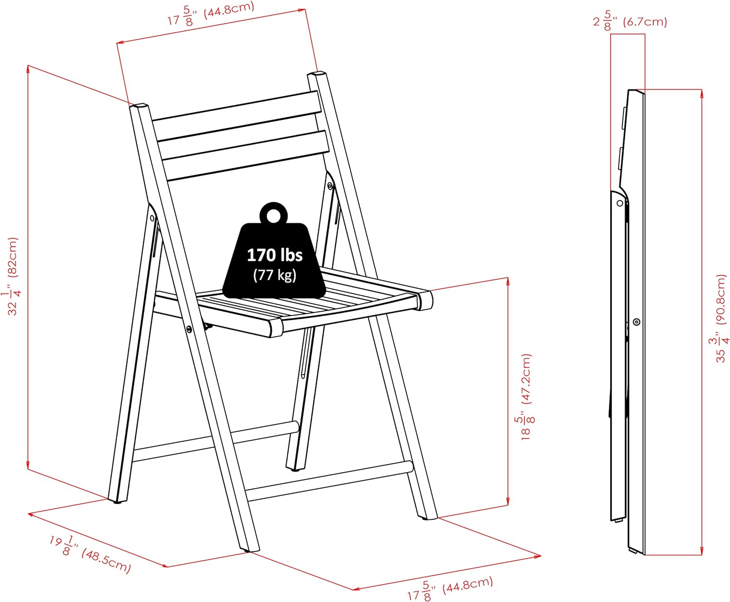 Robin 4-PC Folding Chair Set - Parent,Natural Finish, Set of 4, Wood