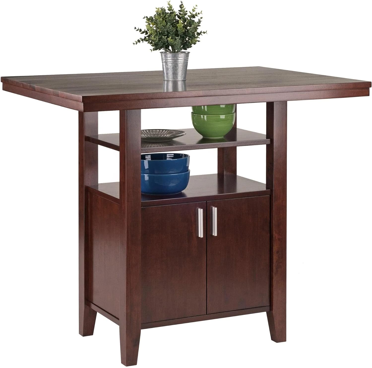 Winsome Albany High Dining Table, Walnut, 29.92 in x 41.73 in x 35.83 in