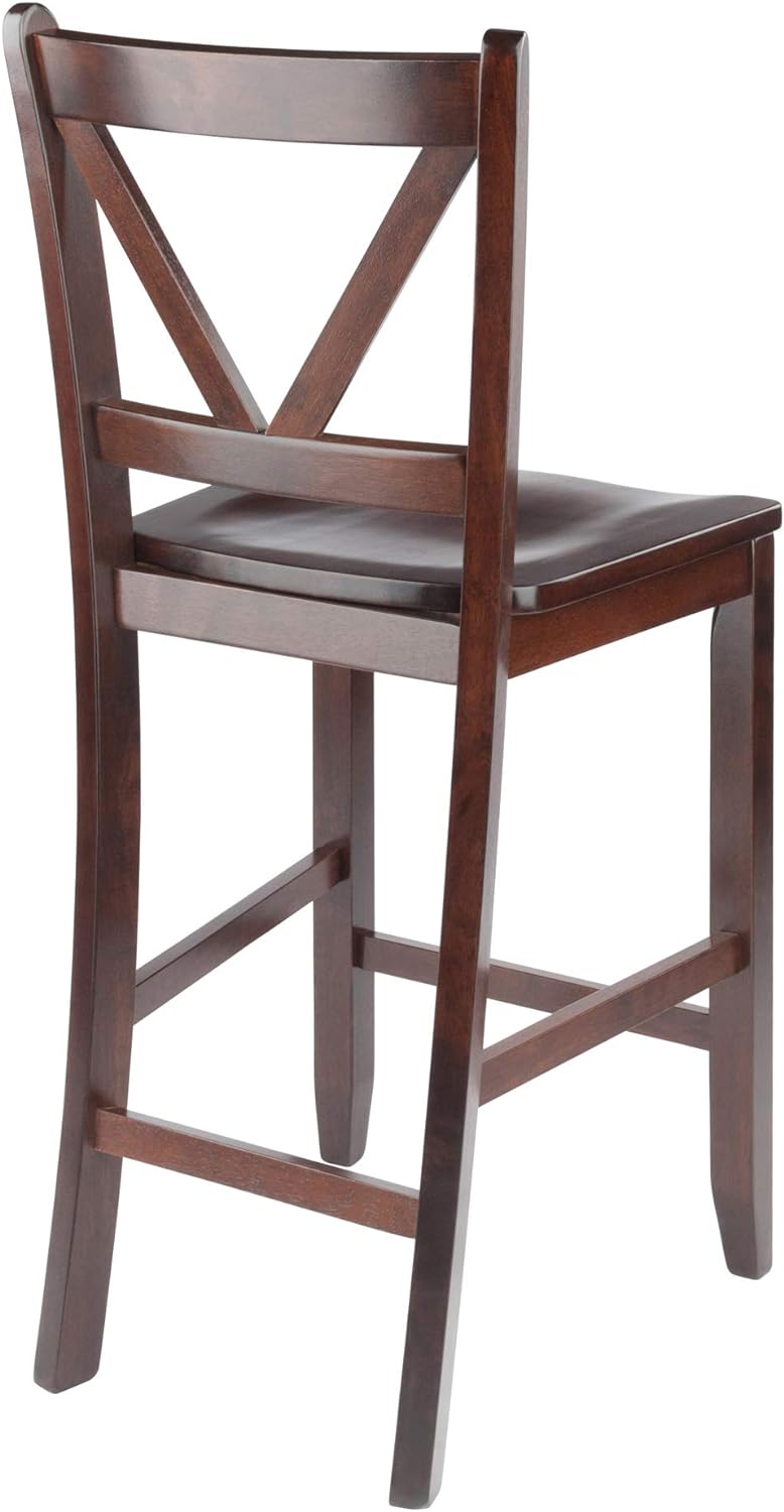 Winsome Wood Victor 2-Piece V-Back Counter Stools, 24-Inch, Brown