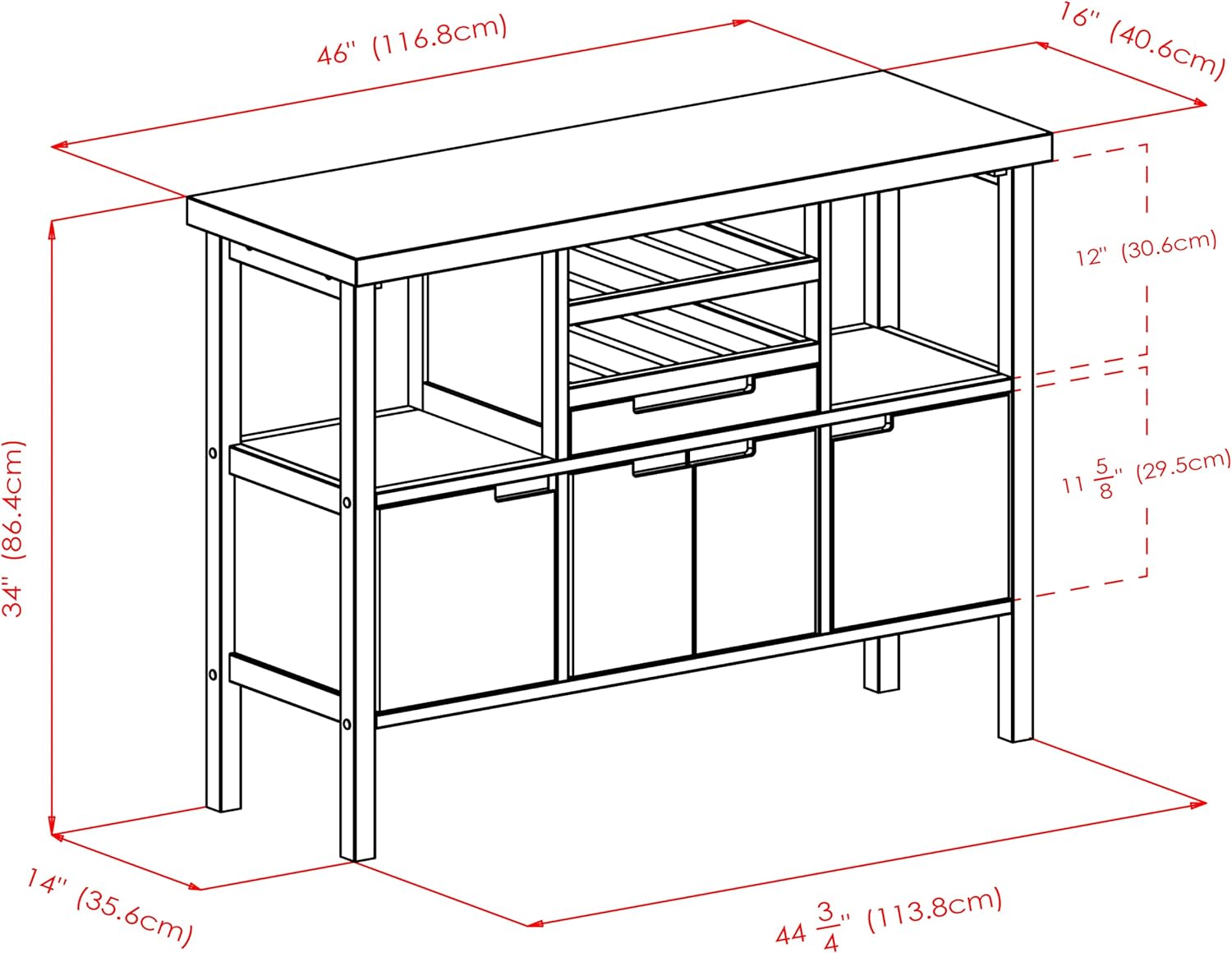 Winsome Diego Buffet / Sideboard, Walnut (94746)