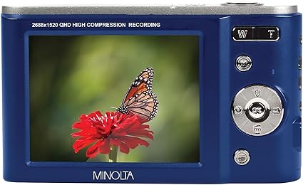 Minolta MND20-BL MND20 16x Digital Zoom 44 MP/2.7K Quad HD Digital Camera (Blue)